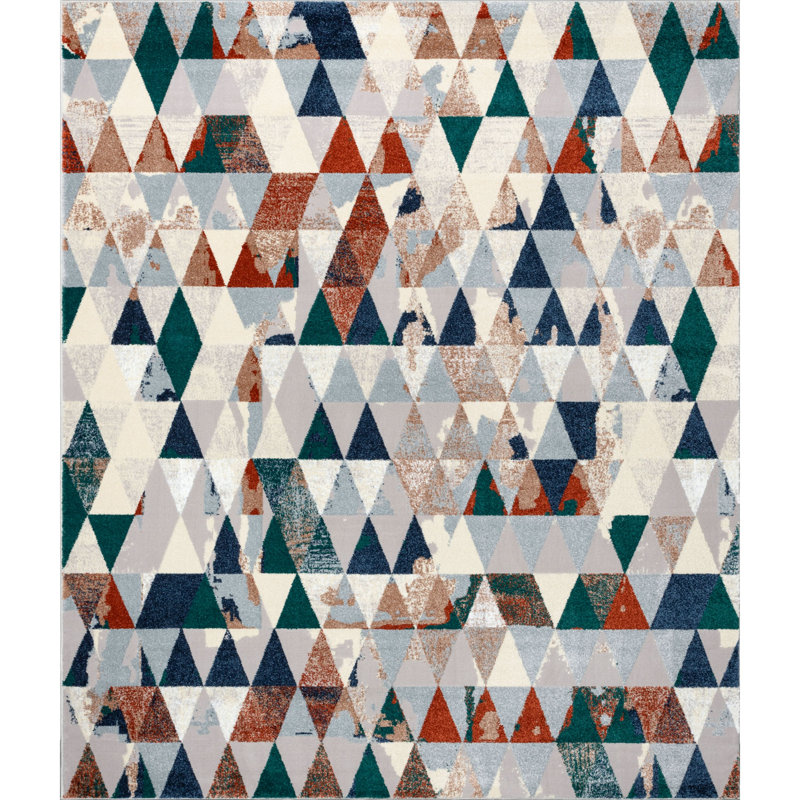 Gray Geometric 5' x 7' Stain-Resistant Synthetic Rug