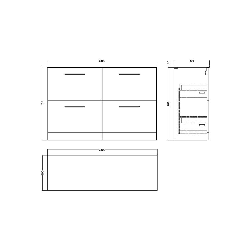 Arno 47.44cm Double Bathroom Vanity Base Only, Midnight Blue