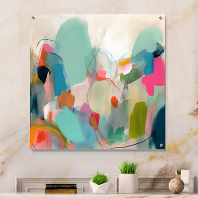 Pink Blue Minimalims Fludity III - Abstract Minimalism Acrylic Wall Art For Living Room