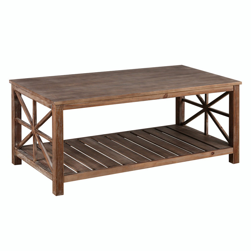 Handcrafted Coffee Table In Front Of The Sofa Or Loveseat, 27.55" H x 47.24" L x 23.62" W, Light Brown