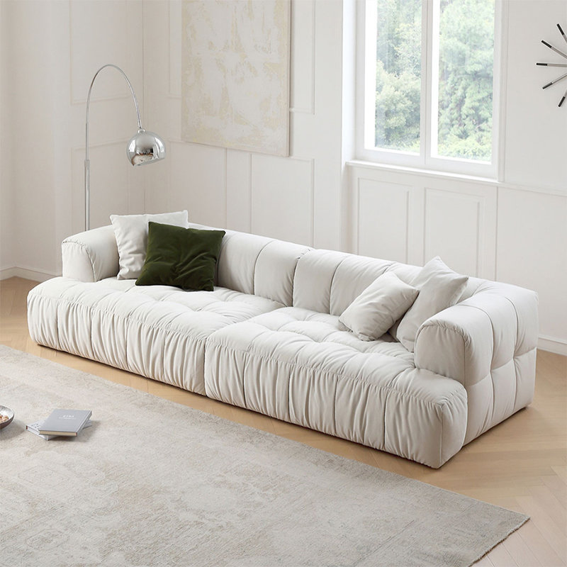 Coussin modulaire 112,60 po blanc 100% polyester, 25.98"H × 112.60"L × 42.13"W