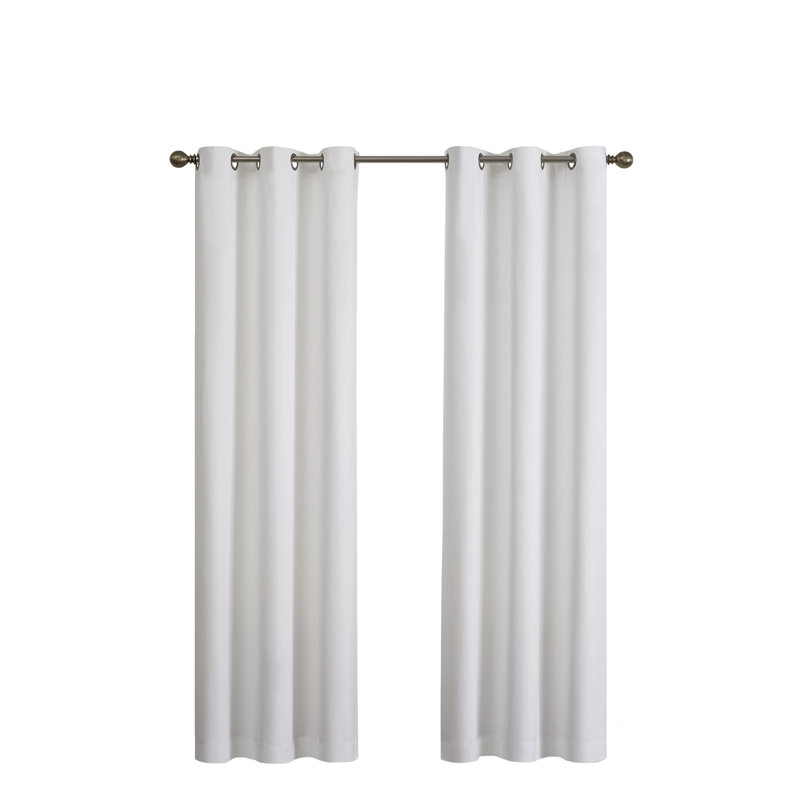Eclipse Microfiber Blackout Grommet Curtains, Solid Thermaback Window Curtains for Bedroom, Kids Room, or Nursery (1 Panel), 42 In wide x 84 In long, White