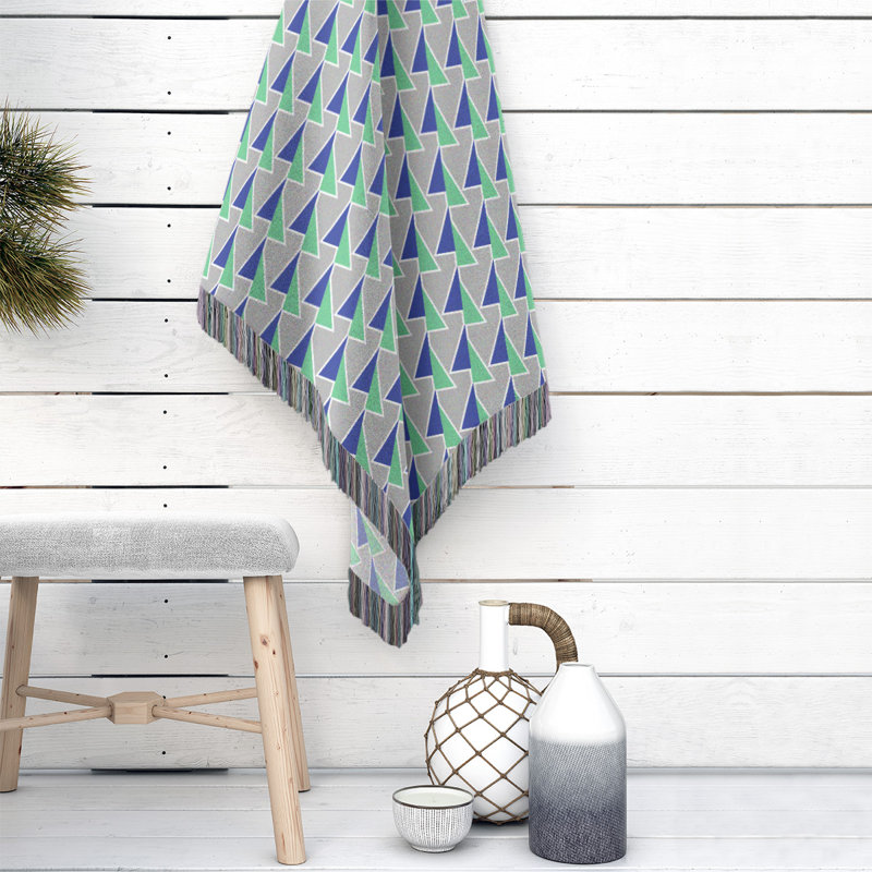 Couverture en coton tissé à flèches changeante, l 50 po x L 60 po, Vert/bleu