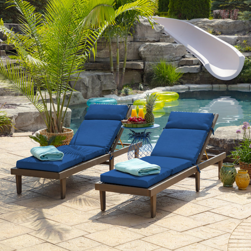ARDEN Outdoor Chaise Lounge Cushion, 2.5" H x 21" W x 42.5" D, Dark Blue