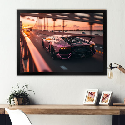 Fast Car On The Higway - Exotic Car Wall Art Living Room