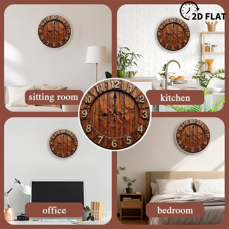 Horloge rustique en bois sans visage