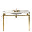 Lavabo de console de salle de bain 48 po, meuble-lavabo mural en céramique blanc avec 3 trous de robinet, support en acier inoxydable, couleur or et meuble-lavabo Scratch, haute performance