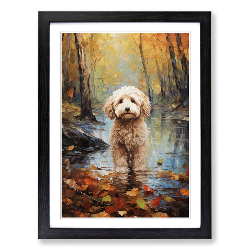 Labradoodle Impressionism - Framed Print, 34cm H x 25cm W x 2cm D, Black