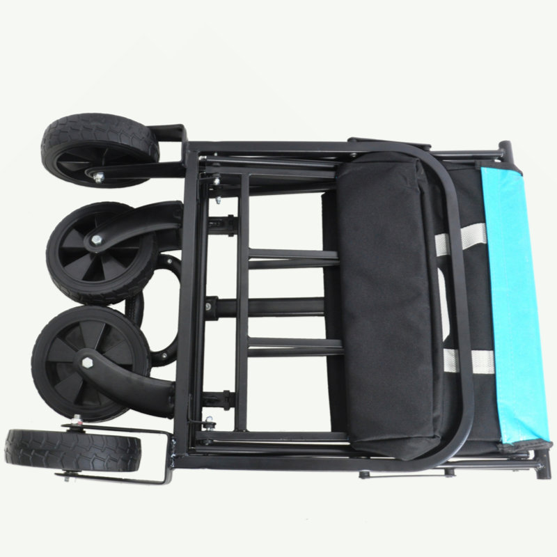 Mini chariot de plage pliable de jardinage de chariot (noir + bleu)