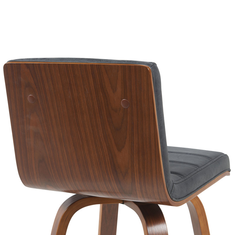 Swivel Upholstered Counter Stool, Black/Walnut