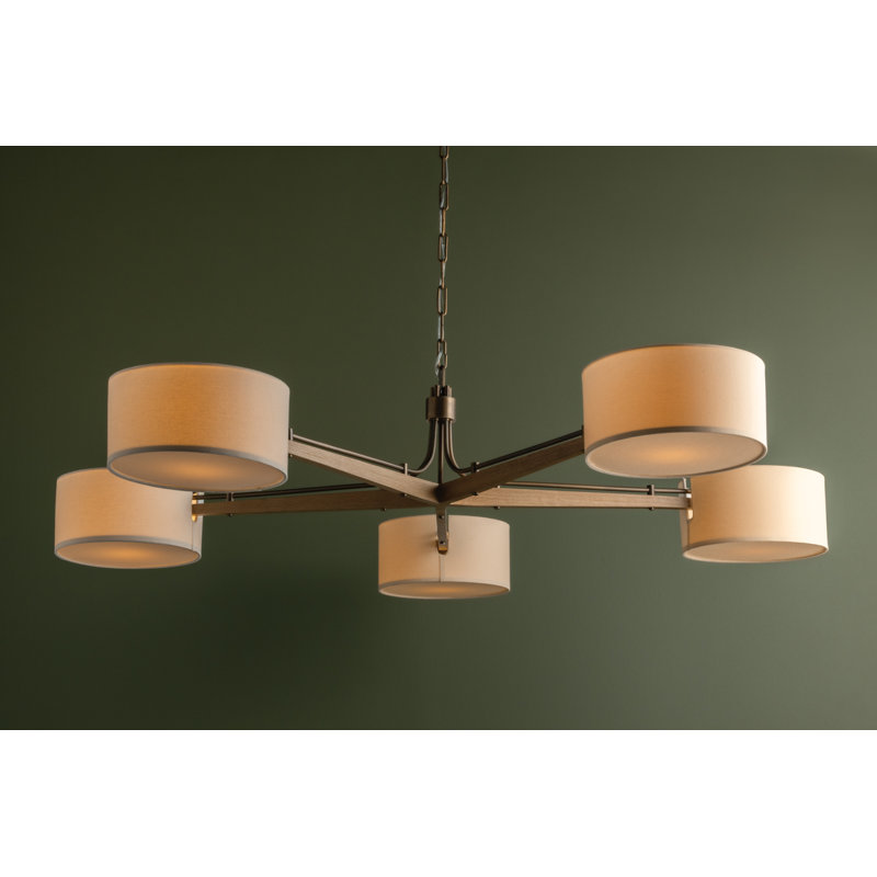Troy Lighting Mailo 65 inch wide Light Chandelier in Patina Brass, 12.5" H x 49.75" W x 49.75" D, 5 Lights