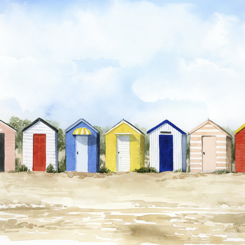 " Beach Huts II " by Grace Popp Painting Print, 36" H x 36" W