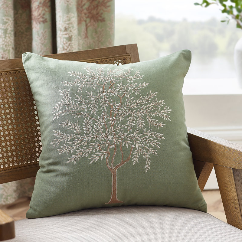 Woodland Trees Embroidered Cushion