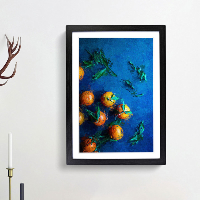Fresh Oranges - Framed Print, 48cm H x 36cm W x 2cm D, Black Framed