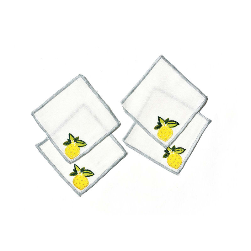 Lemon Citrus Cocktail Napkins Set Of 4