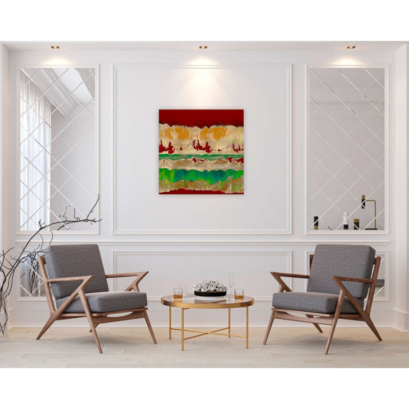 Wholeheartly in Red - Peinture sur toile, Toile avec cadre flottant blanc, H 18 po x l 18 po x P 0,75 po