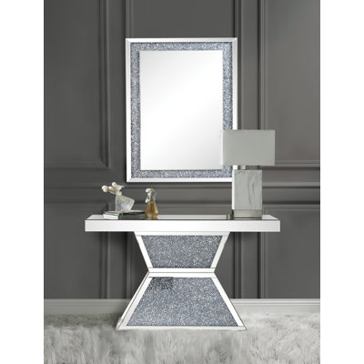 Console Table, Mirrored & Faux Diamonds
