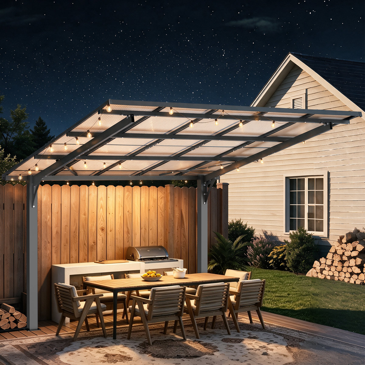 KidsJoyful 10 x 10 Feet Lean-To Outdoor Pergola