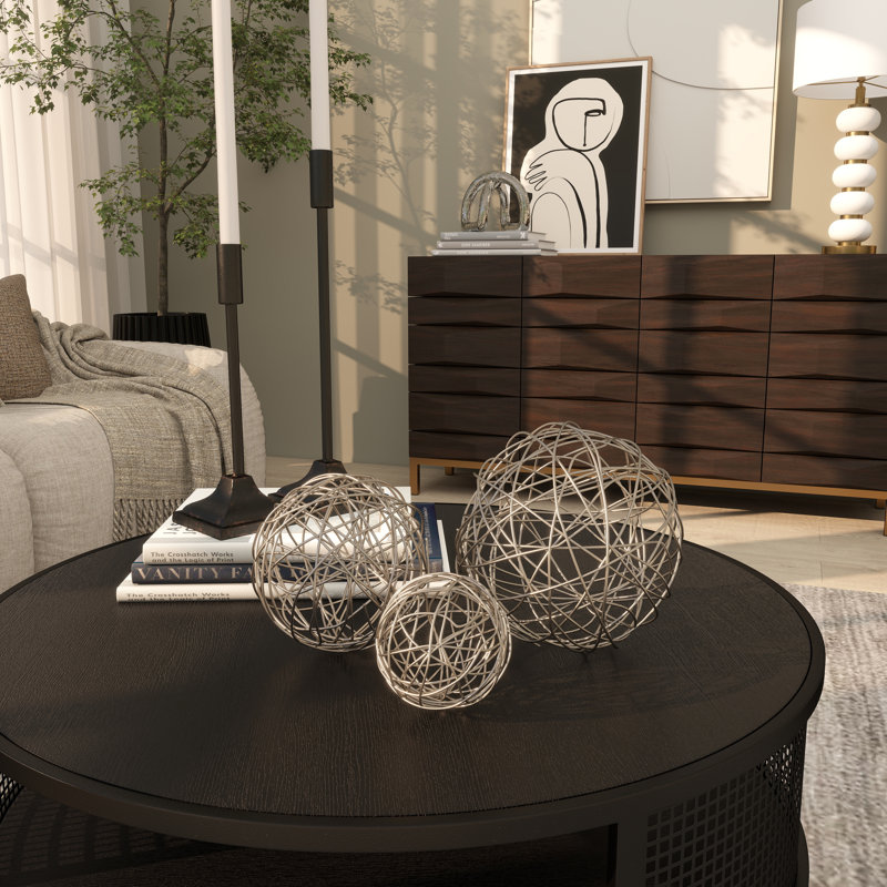 Ensemble de 3 sculptures décoratives CosmoLiving par Cosmopolitan Gold, Argent argent