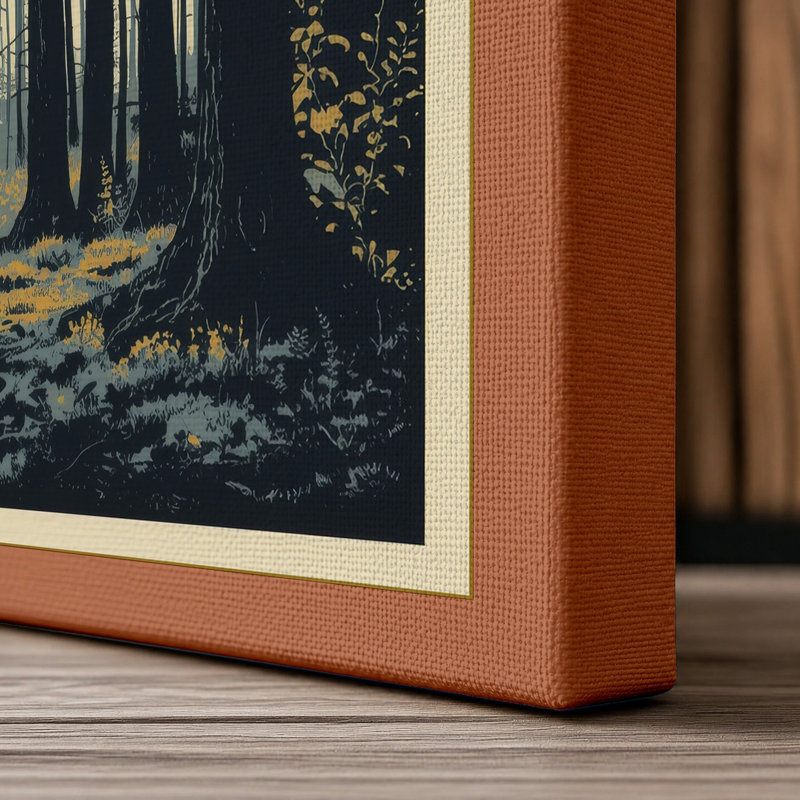 Forest Path to Light Japandi - Wrapped Canvas, 18x12 - 45.7 x 30.5 cm, Terracotta Border