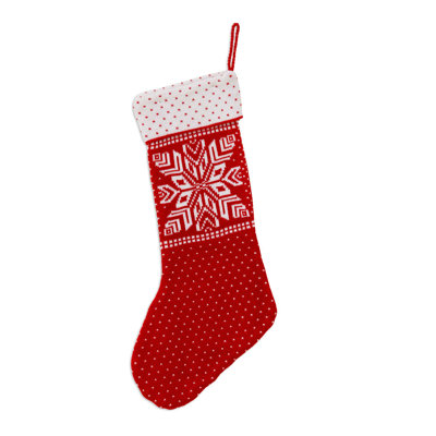 Chaussette de noël en tricot flocon de neige