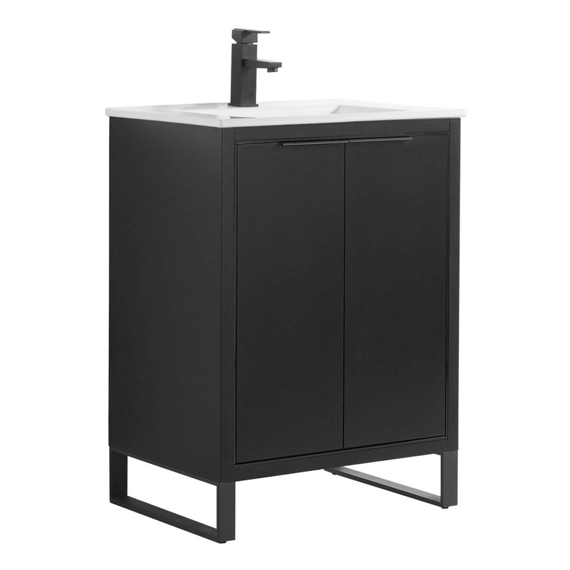24'' Single Bathroom Vanity Set, Matte Black, Matte Black