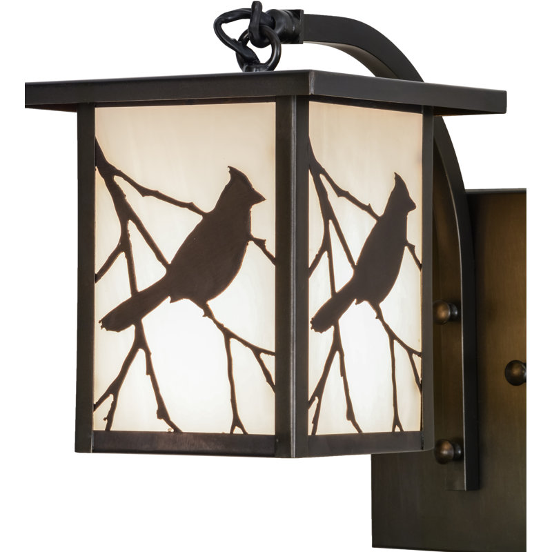 Craftsman Brown Solid Brass Bird Lantern Sconce