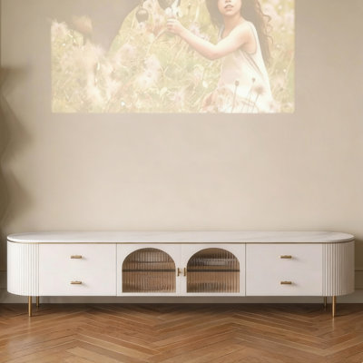 Meuble télé moderne en bois manufacturé blanc