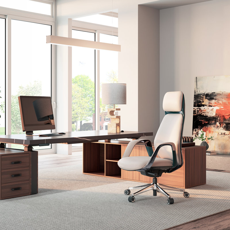 Chaise de bureau Demitrice, Blanc cassé