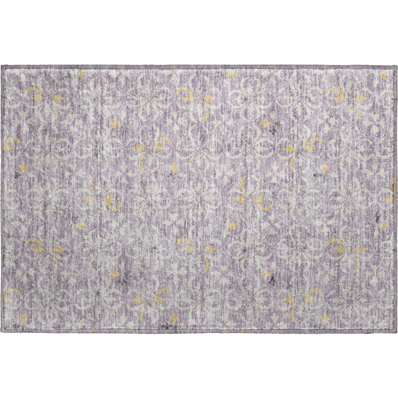 Premium Machine Washable Prisco Lavender Rug, Rectangle 1'8" x 2'6"