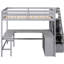 Lit mezzanine gris avec bureau intégré, tablettes et escalier-1276092594