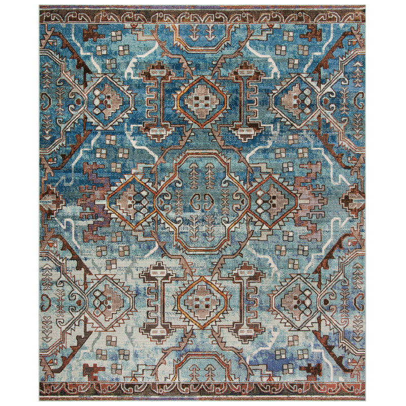 Tapis bleu / bleu clair Wooten, Rectangle 5 pi x 8 pi