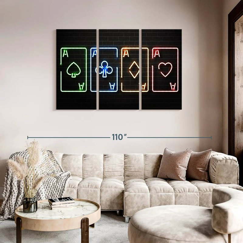Reproduction d'art sur toile néon, H 48 po x l 74 po x P 1,25 po