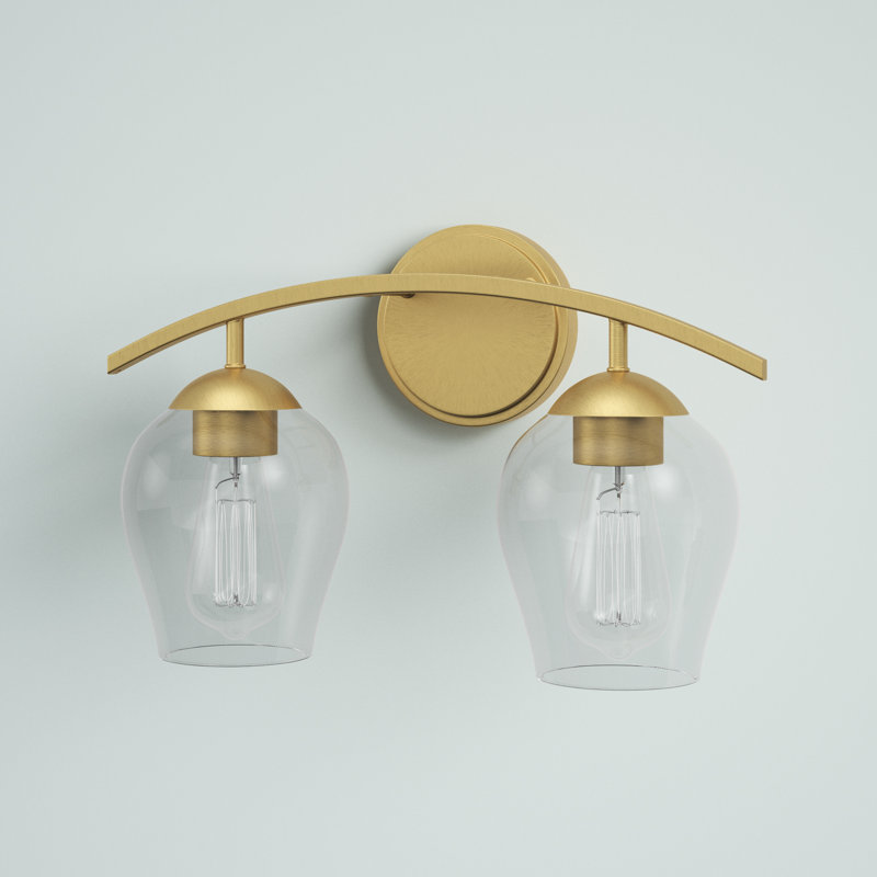 Schoenfeld 2-Light Dimmable Vanity Light in Natural Brass, Natural Brass