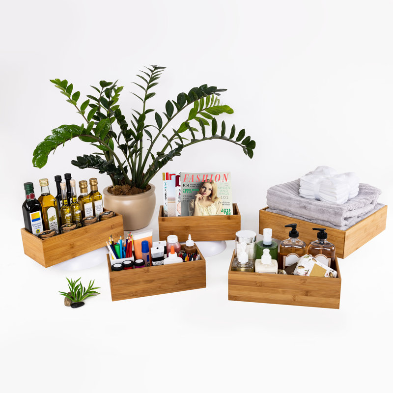 Natural Bamboo Multi-Size Storage Organizer Box Set