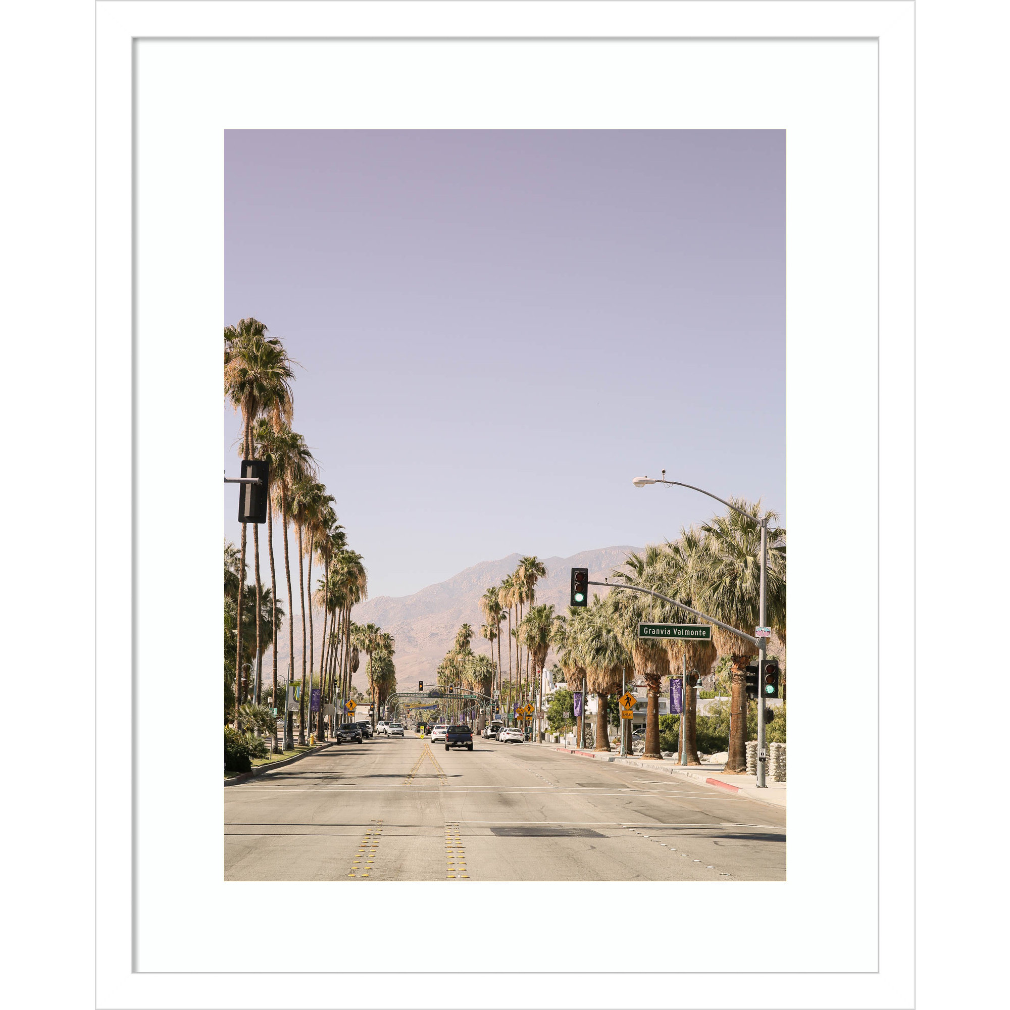 Palm Spring Street by Shot by Clint Wood Framed Wall Art Print, White, 21" H x 17" W