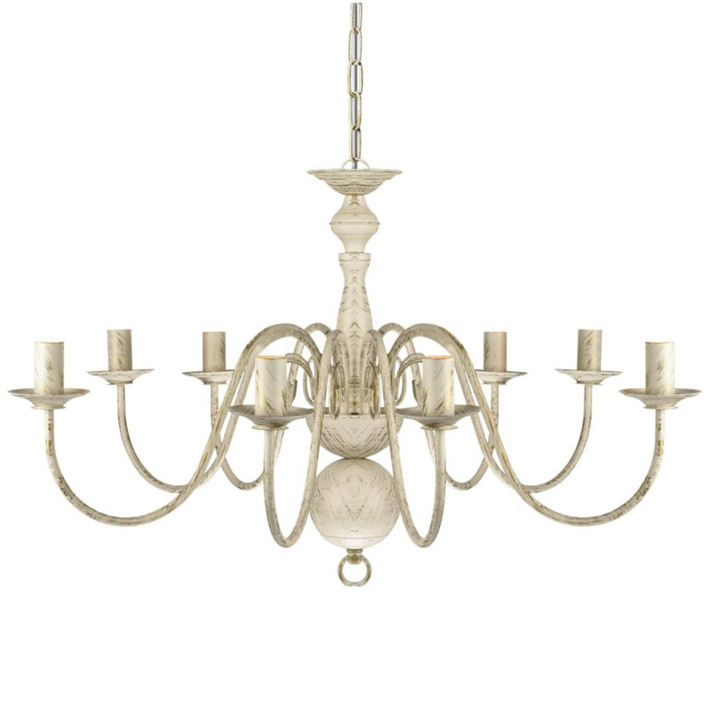 8 - Light Candle Style Chandelier, Antique white