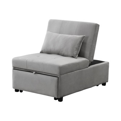 Folding Bed Gray - Versatile For Different Scenes. User- & Space Saving. Can Be Used As Tea Table, , Lounge Chair, Single Bed. Ergonomic Design. Velvet Material. 264Lbs Weight Restriction. 39In