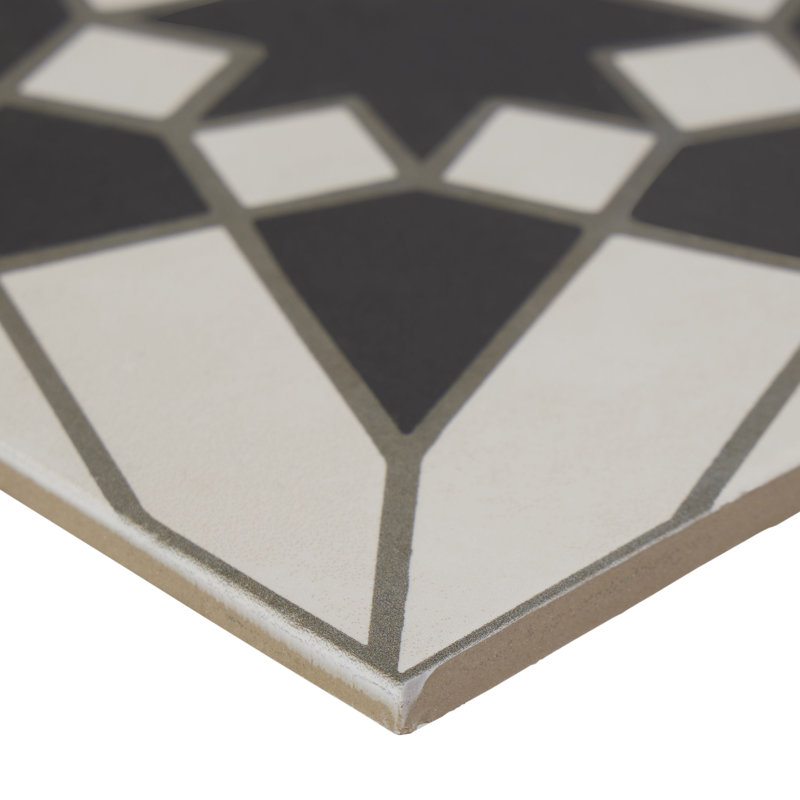 Avila 8" x 8" Porcelain Patterned Wall & Floor Tile, White