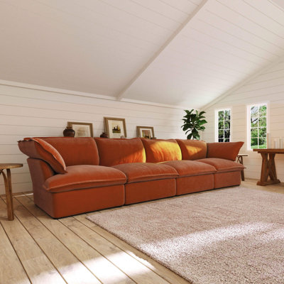 Canapé modulaire en velours 4 places Cielo Cloud Plus
