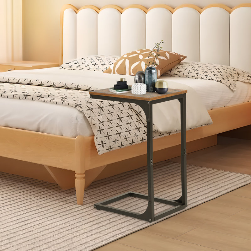 C Shaped End Table With Adjustable Feet,Small Side Table For Couch,Sofa Table With Metal Frame For Living Room,Bedroom,Bedside