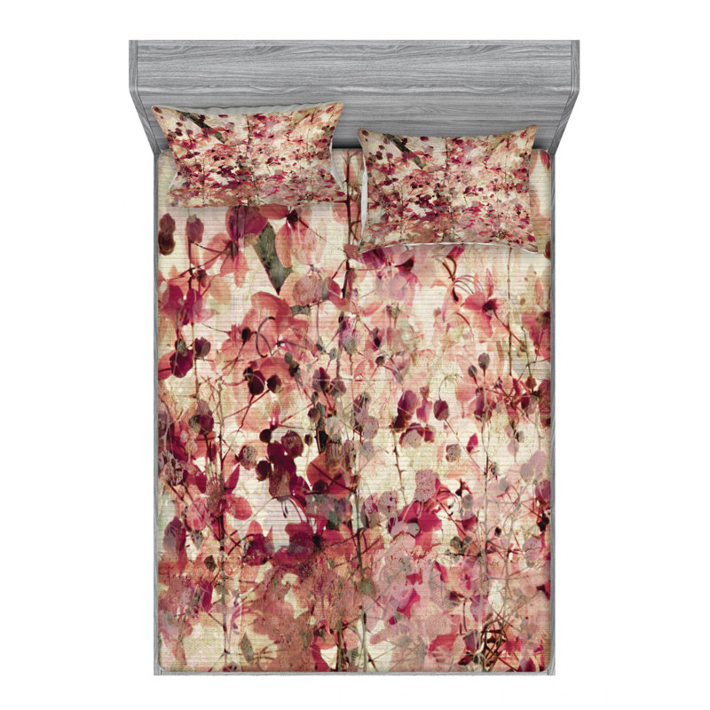 Microfiber Floral Sheet Set, Queen Sheet Set with Fitted Sheet