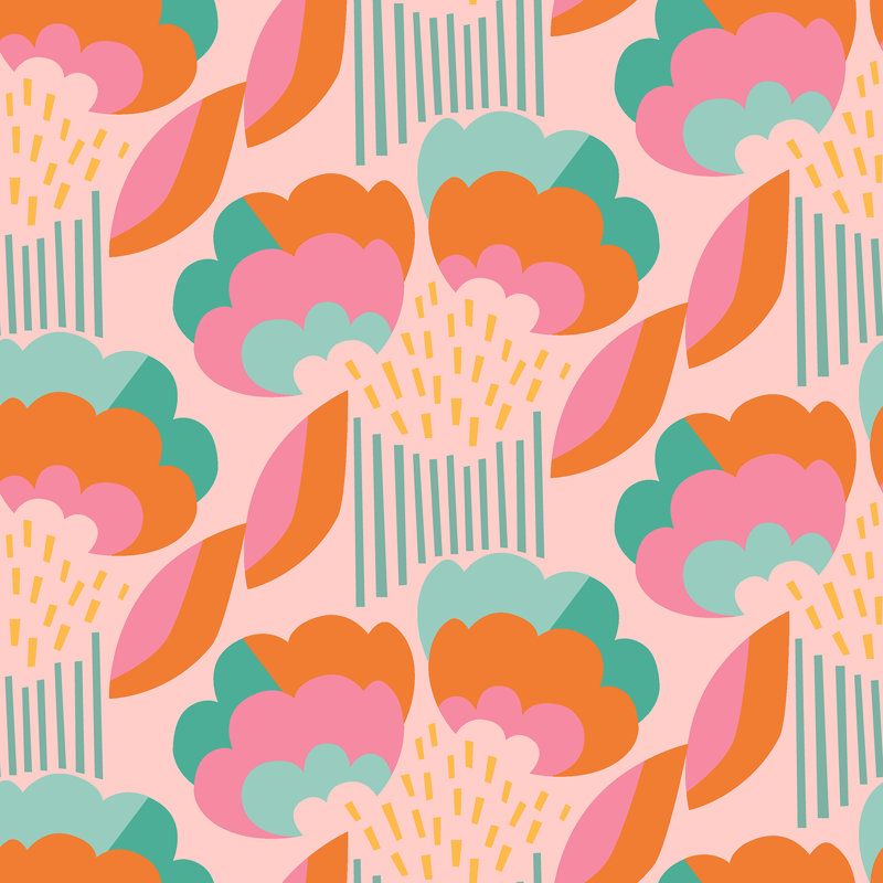 Retro Esme Pink Peel and Stick Wallpaper, Rose