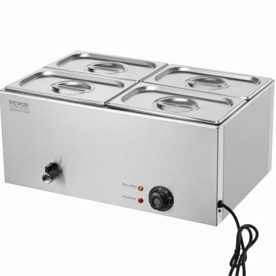 Commercial Electric Food Warmer 4-Pan Countertop Buffet 15.9QT Bain Marie