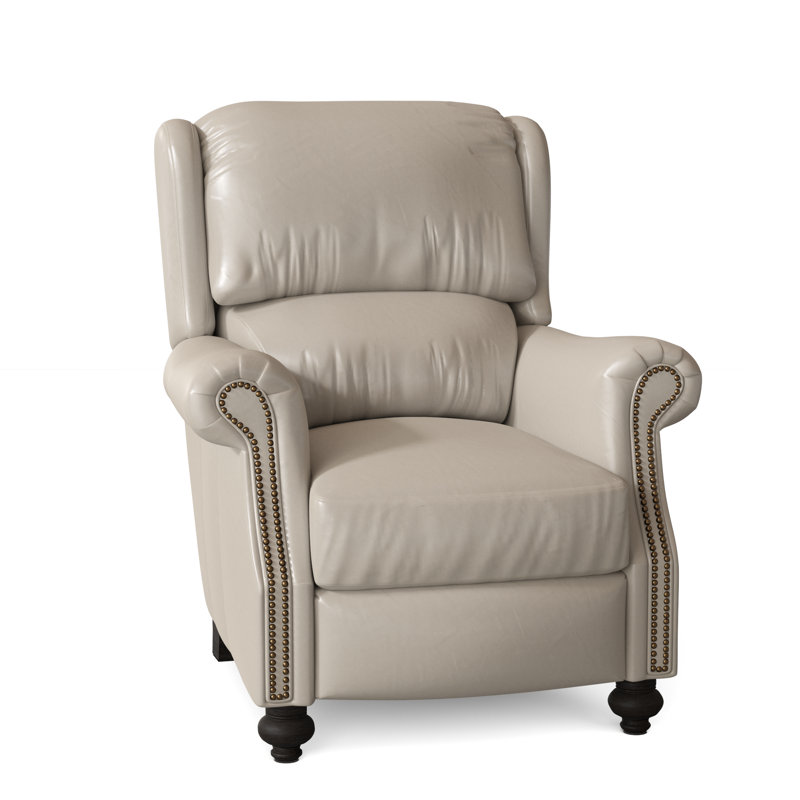 Bancroft Recliner, Aline Fumo Genuine Leather, Cobblestone, French Natural