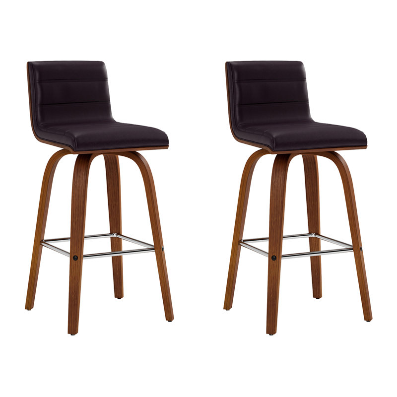 Tabouret de bar pivotant à hauteur de comptoir ou à hauteur Vienna Vienna, Brun / Noyer, 2