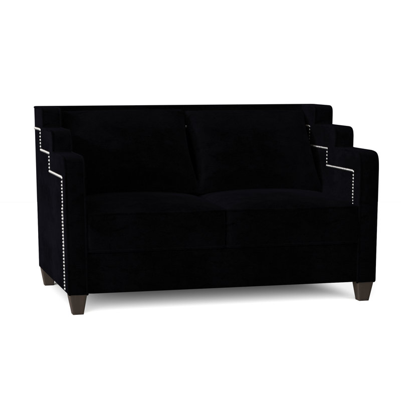 Abbey Loveseat, Bella Black Performance Velvet, Brown Mahogany