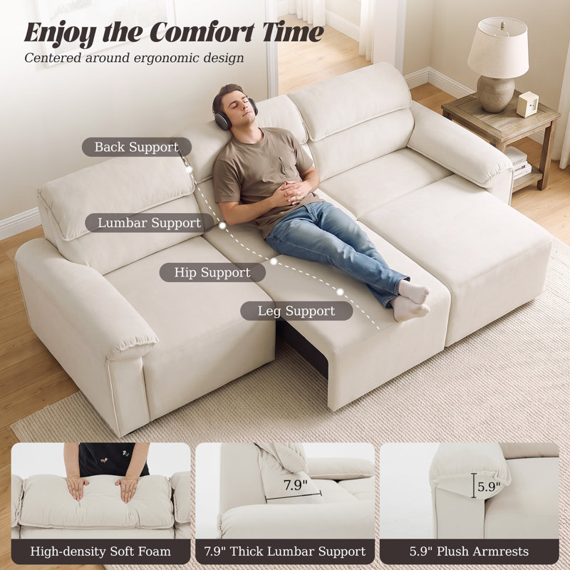 Ensemble canapé d'angle inclinable électrique, canapé 5 places en velours doux, 3 Pieces: Chair, Loveseat, Sofa