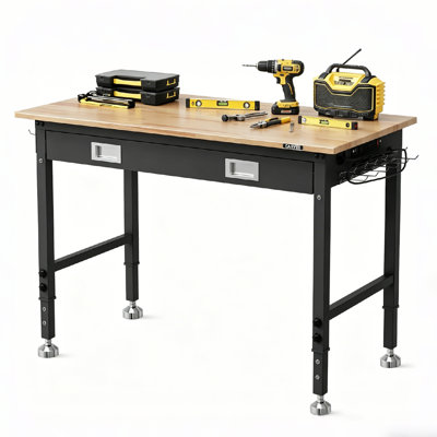 48 x 24 Inch Workbench,  Adjustable Height, with Drawer