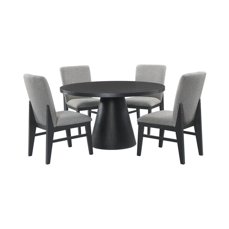Ensemble de salle à manger Canal 5 pièces, hauteur standard, noir - Table et quatre chaises